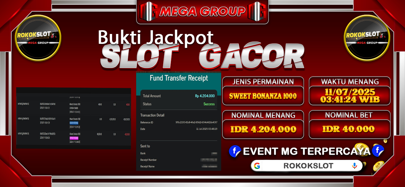 Bukti JP situs Rokokslot hari Jumat, 11 Juli 2025