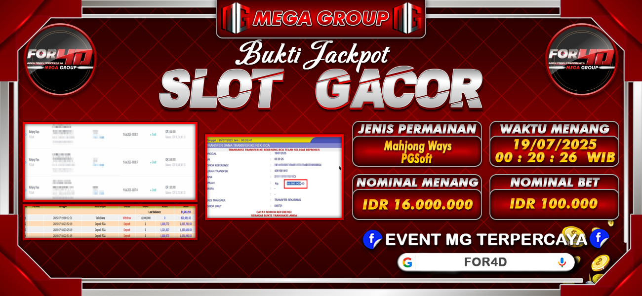 Bukti JP situs For4D hari Sabtu, 19 Juli 2025
