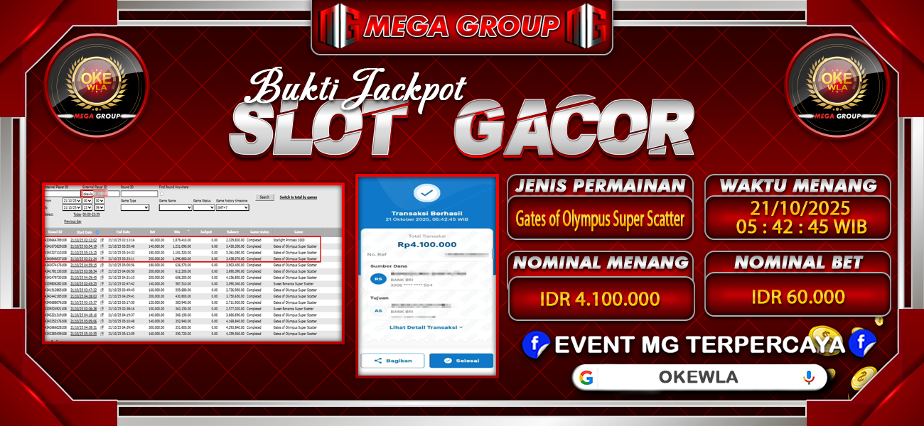 Bukti JP situs Okewla hari Selasa, 21 Oktober 2025