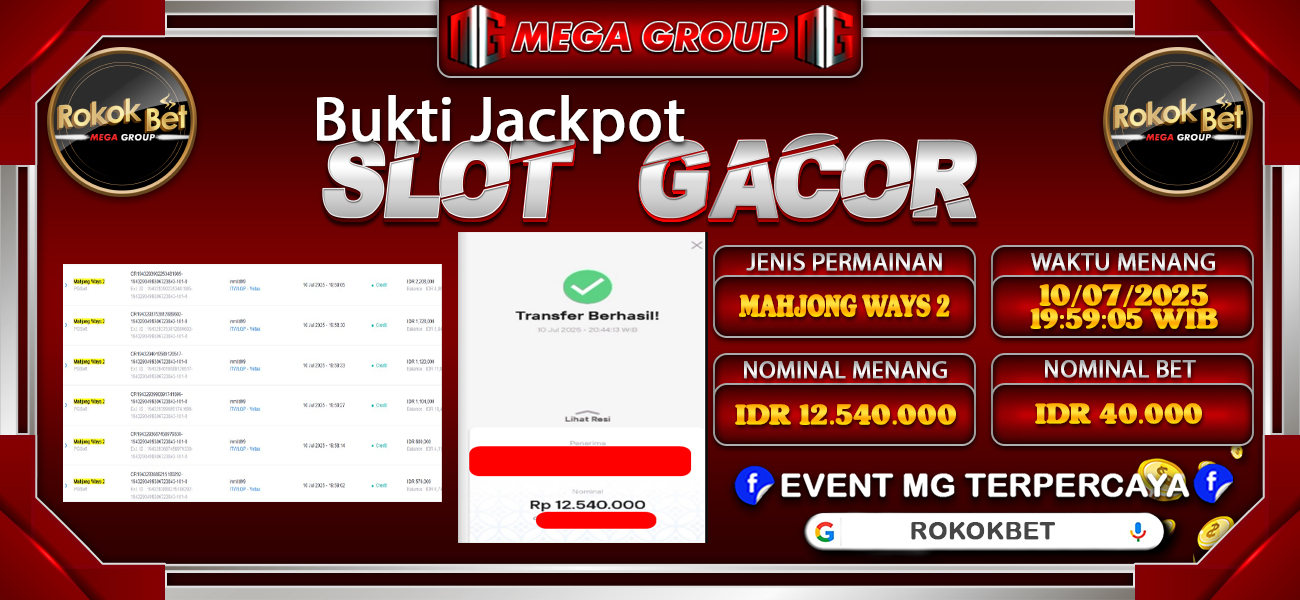 Bukti JP situs Rokokbet hari Kamis, 10 Juli 2025