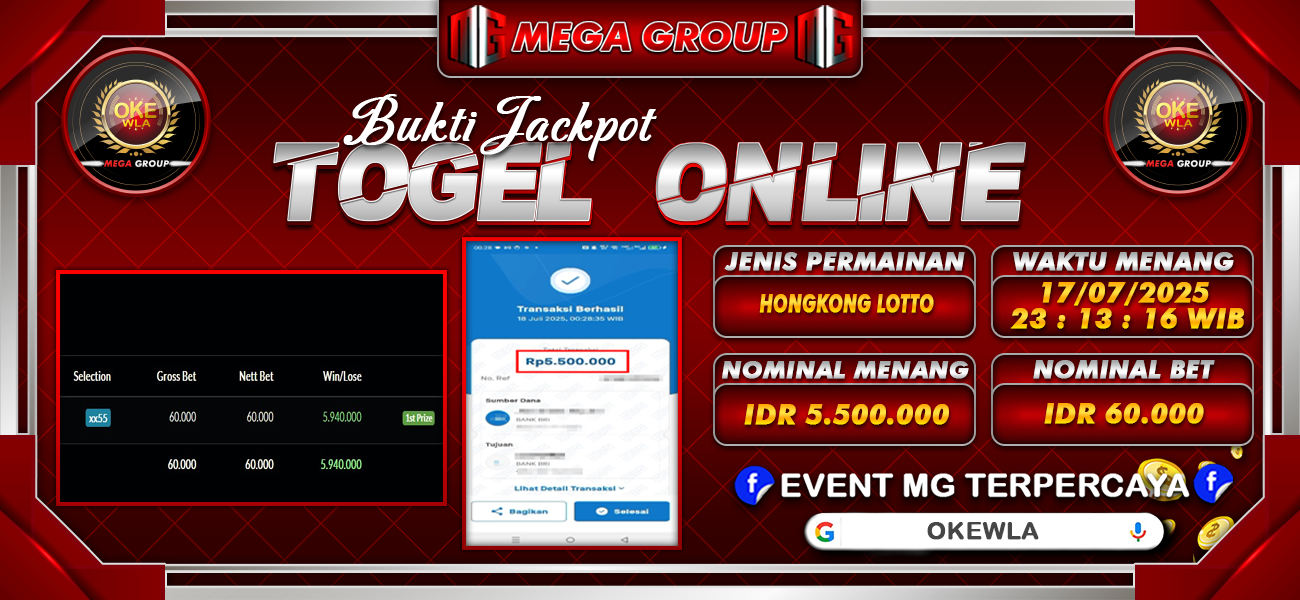 Bukti JP situs Okewla hari Jumat, 18 Juli 2025