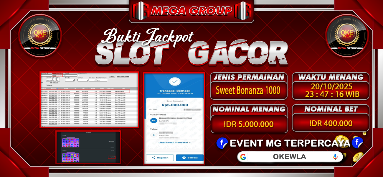 Bukti JP situs Okewla hari Senin, 20 Oktober 2025
