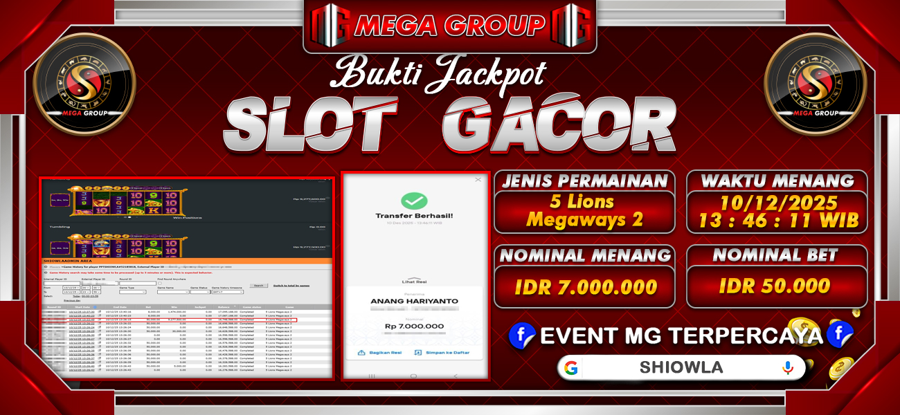 Bukti JP situs Shiowla hari Rabu, 10 Desember 2025