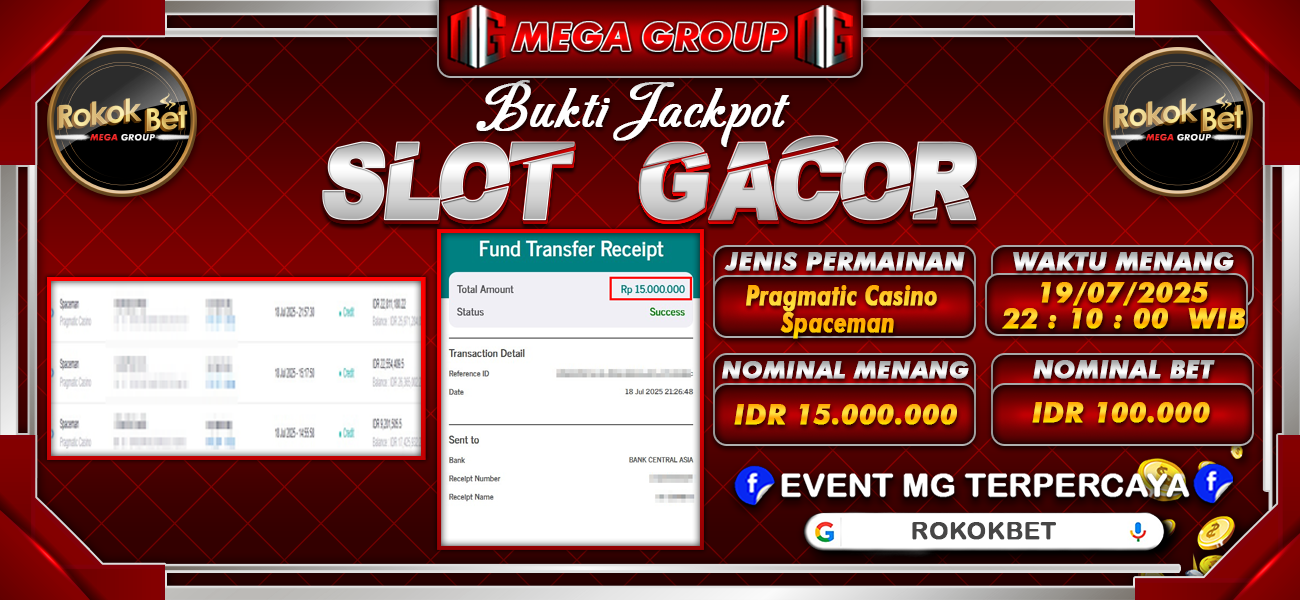 Bukti JP situs Rokokbet hari Sabtu, 19 Juli 2025