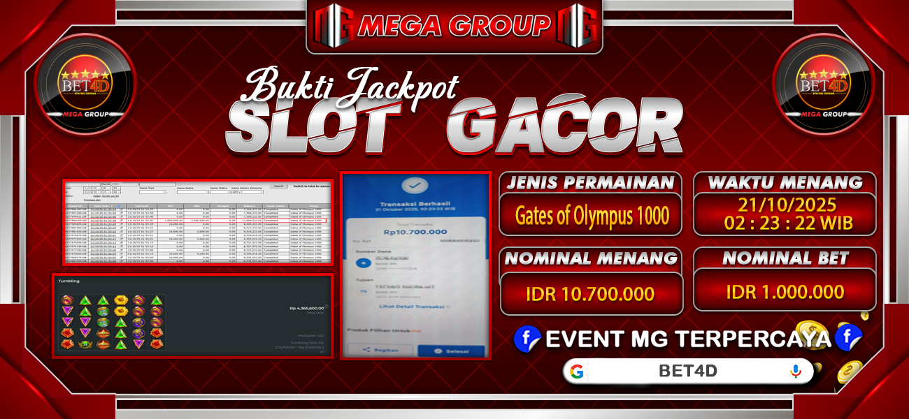 Bukti JP situs Bet4D hari Selasa, 21 Oktober 2025