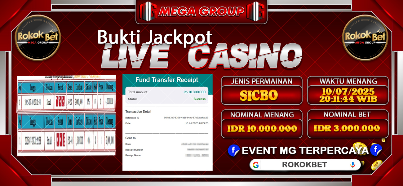 Bukti JP situs Rokokbet hari Kamis, 10 Juli 2025