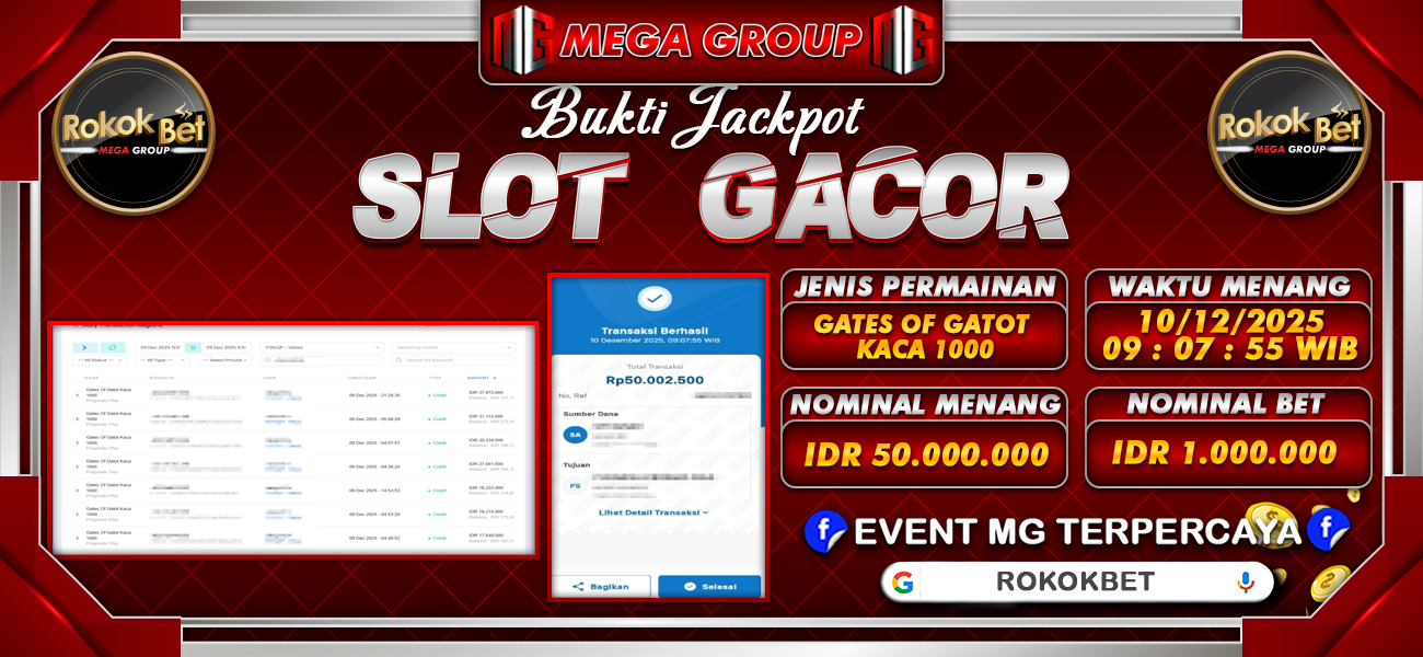 Bukti JP situs Rokokbet hari Rabu, 10 Desember 2025