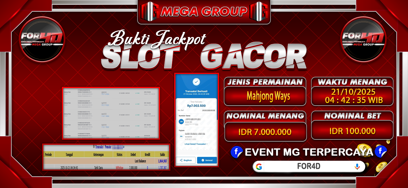 Bukti JP situs For4D hari Selasa, 21 Oktober 2025