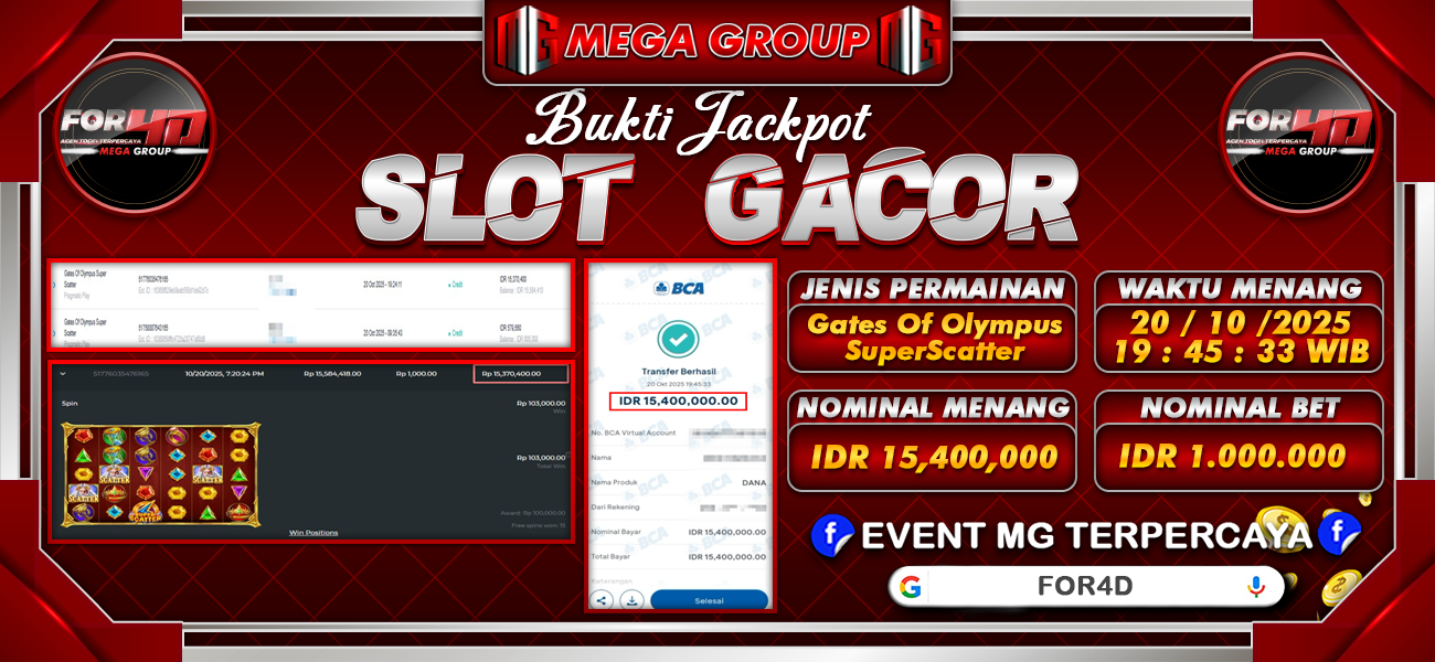 Bukti JP situs For4D hari Senin, 20 Oktober 2025