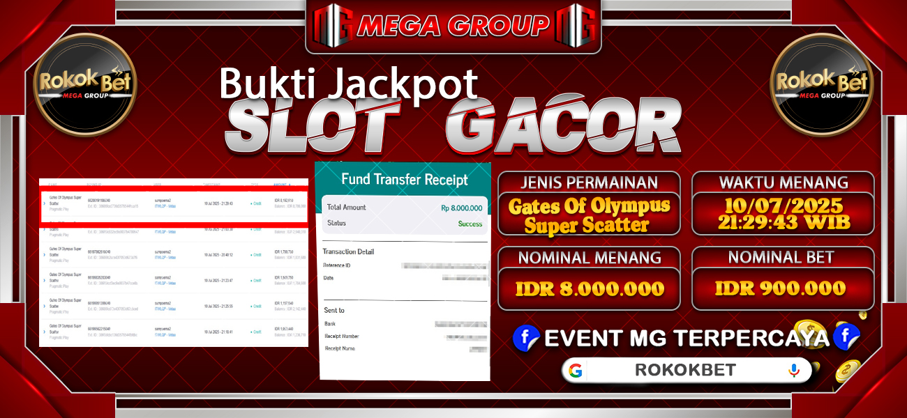 Bukti JP situs Rokokbet hari Kamis, 10 Juli 2025