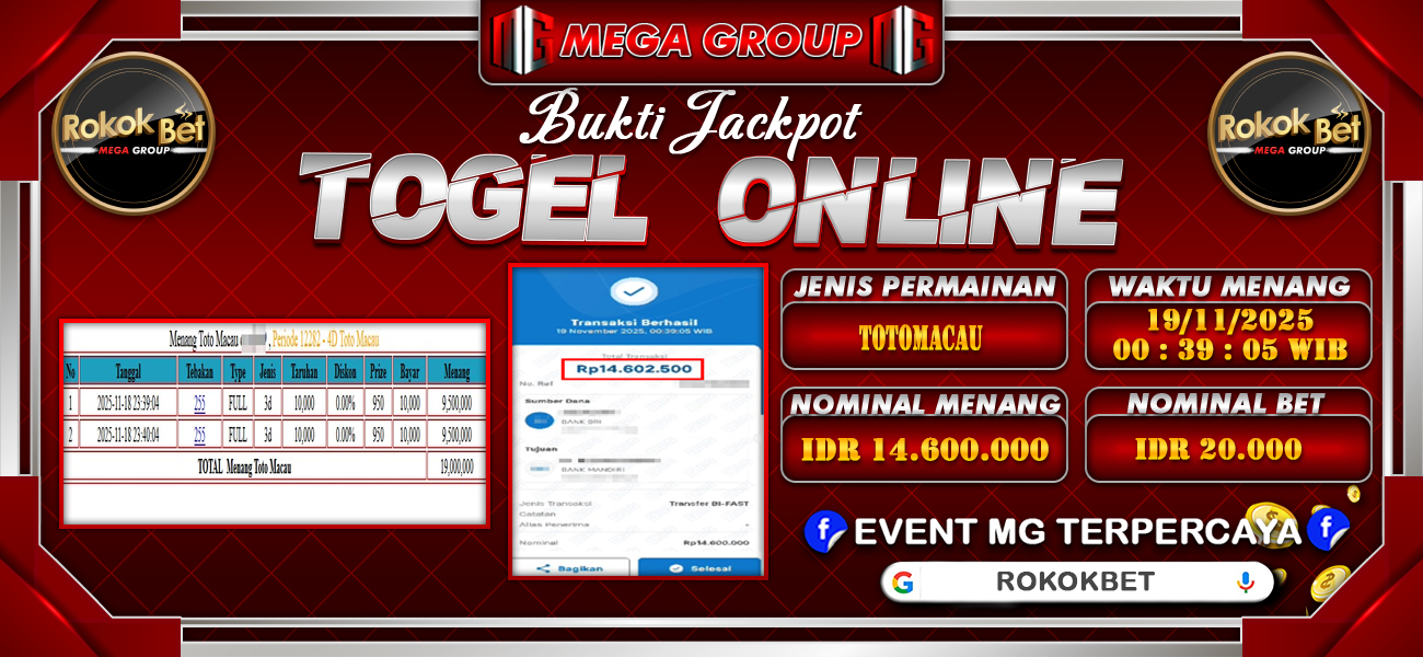 Bukti JP situs Rokokbet hari Rabu, 19 November 2025