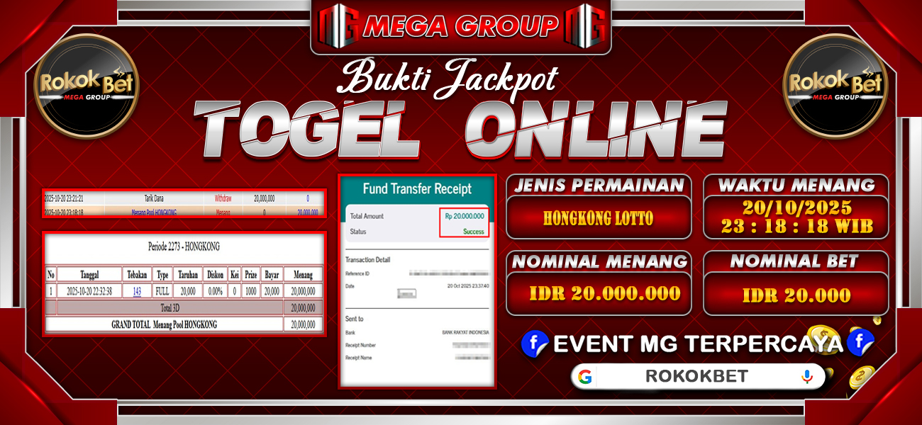 Bukti JP situs Rokokbet hari Selasa, 21 Oktober 2025